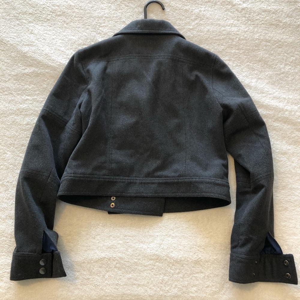 Wool blend Moto-style Cropped asymmetric zip Jacket - Picture 8 of 9